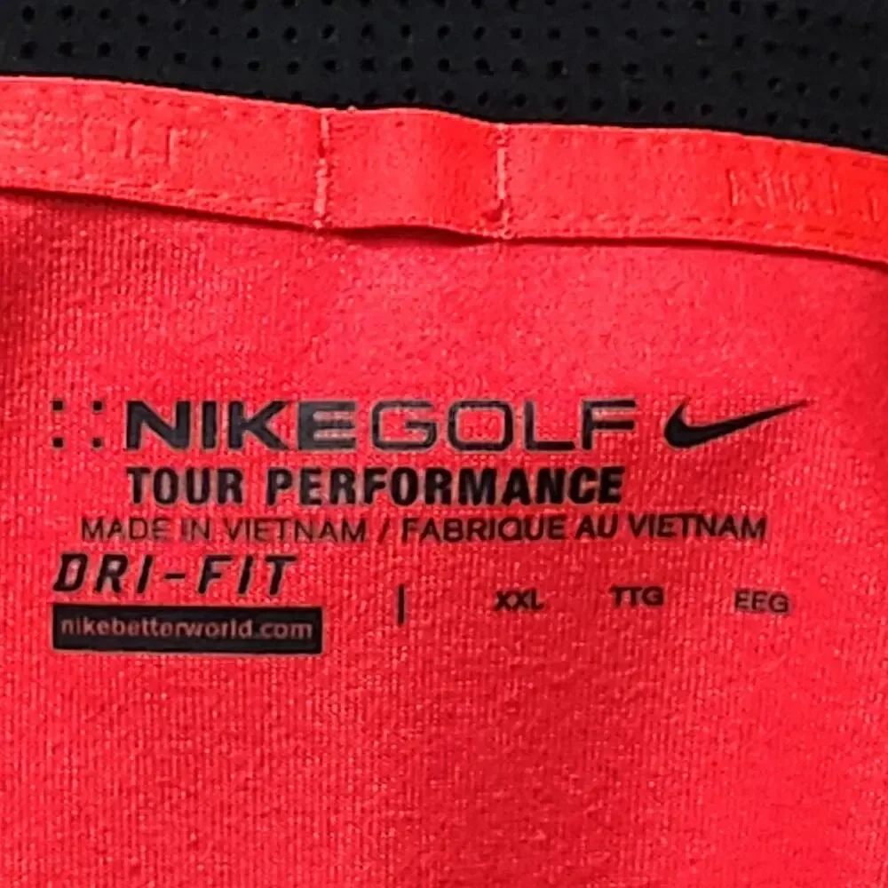 NIKE Golf Polo Shirt Mens 2XL Red Gradient Tour Performance Dri-FIT 802086-647